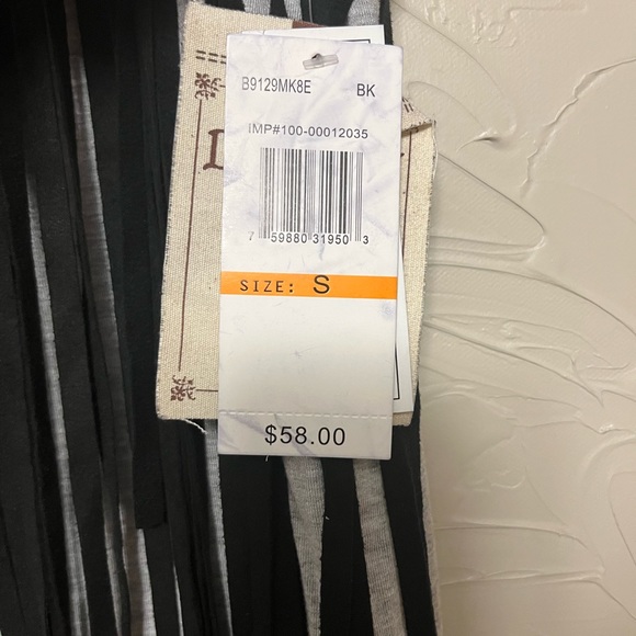 NWT Democracy Gray Tank with black suede looking fringe Size S - Picture 10 of 10